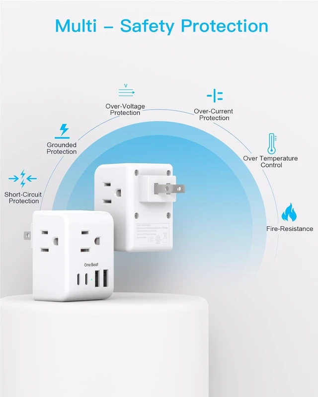 Alt view image 7 of 7 - 2 Pack US to Japan Plug Adapter, 2 Prong to 3 Prong Outlet Adapter 3 Outlets 4 USB Ports(2 USB C), Type A Travel Plug Adapter Power Converter for USA to Japanese Philippines Canada Mexico Peru