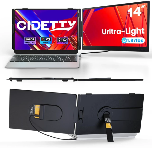 Main image of Laptop Screen Extender 0.27" Ultra-Thin, 14" Dual Portable Monitor FHD 1080P IPS, USB-C/HDMI Plug & Play Travel Screen for 13-17" Laptops, Compatible with Wins/Mac/Chrome/Switch/Android
