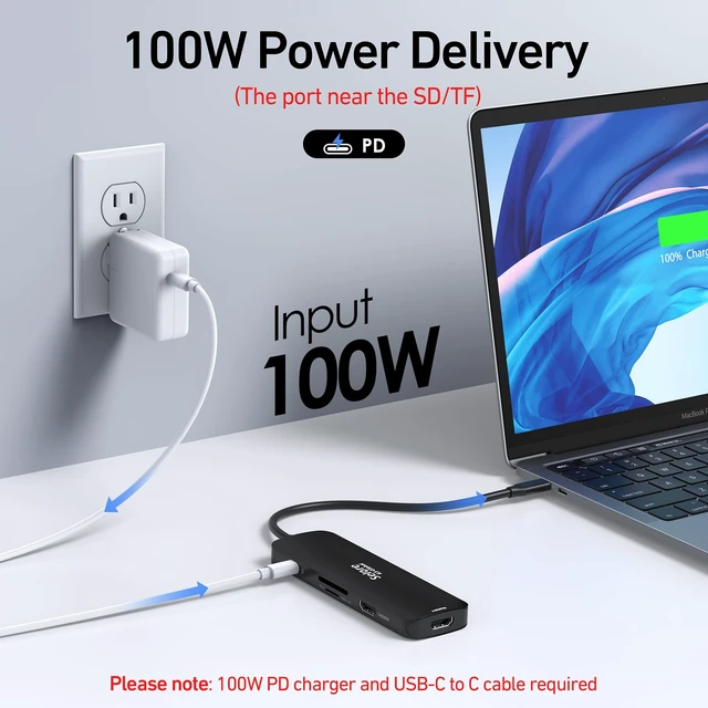 Alt view image 5 of 6 - USB C Docking Station Dual HDMI Monitor, USB C to Dual HDMI Adapter with 2HDMI Ports, PD Charging, SD/TF, USB A&C 3.0 Ports, Laptop Docking Station for Dell XPS/HP/Lenovo/Surface/Yoga etc(Black)