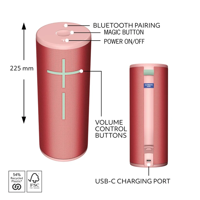 Alt view image 6 of 7 - MEGABOOM 4 Waterproof Bluetooth Speaker - Red Immersive 360-degree sound, balanced bass, floating speaker, 20-hour battery, 147ft (45m) range