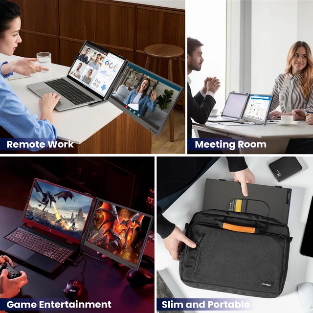 Alt view image 7 of 7 - Laptop Screen Extender 0.27" Ultra-Thin, 14" Dual Portable Monitor FHD 1080P IPS, USB-C/HDMI Plug & Play Travel Screen for 13-17" Laptops, Compatible with Wins/Mac/Chrome/Switch/Android