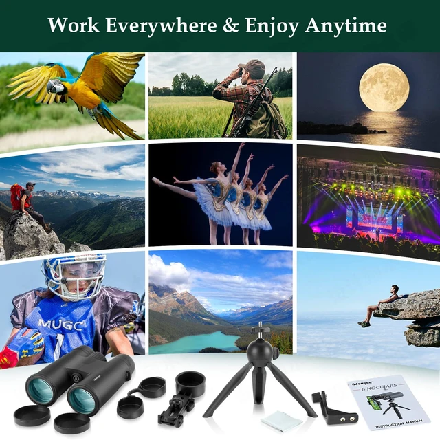 Alt view image 6 of 7 - 12x42 High Powered Binoculars for Adults, Phone Adapter and Tripod BAK4 Prism, FMC Optics, Waterproof, 367ft Wide View, 18.5mm Eyepieces for Bird Watching Cruise Travel Wildlife Viewing Sports