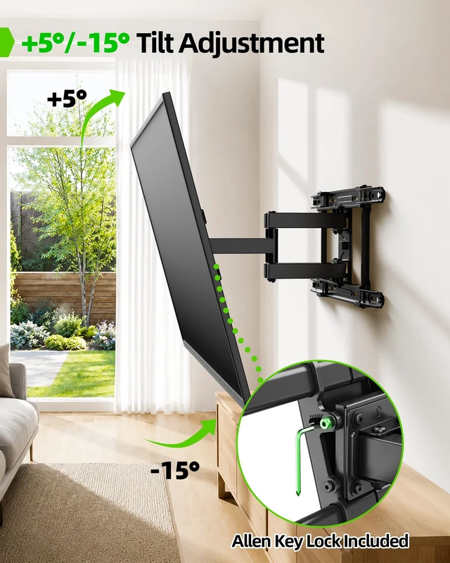 Alt view image 6 of 7 - UL Listed TV Wall Mount for 42"-84" TVs up to 110lbs and 8"-24" Wood Studs, TV Mount with Tilt, Swivel & Extension, Wall Mounts Bracket with Dual Articulating Arms, Max VESA 600x400mm