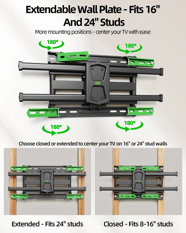 Alt view image 2 of 7 - UL Listed TV Wall Mount for 42"-84" TVs up to 110lbs and 8"-24" Wood Studs, TV Mount with Tilt, Swivel & Extension, Wall Mounts Bracket with Dual Articulating Arms, Max VESA 600x400mm