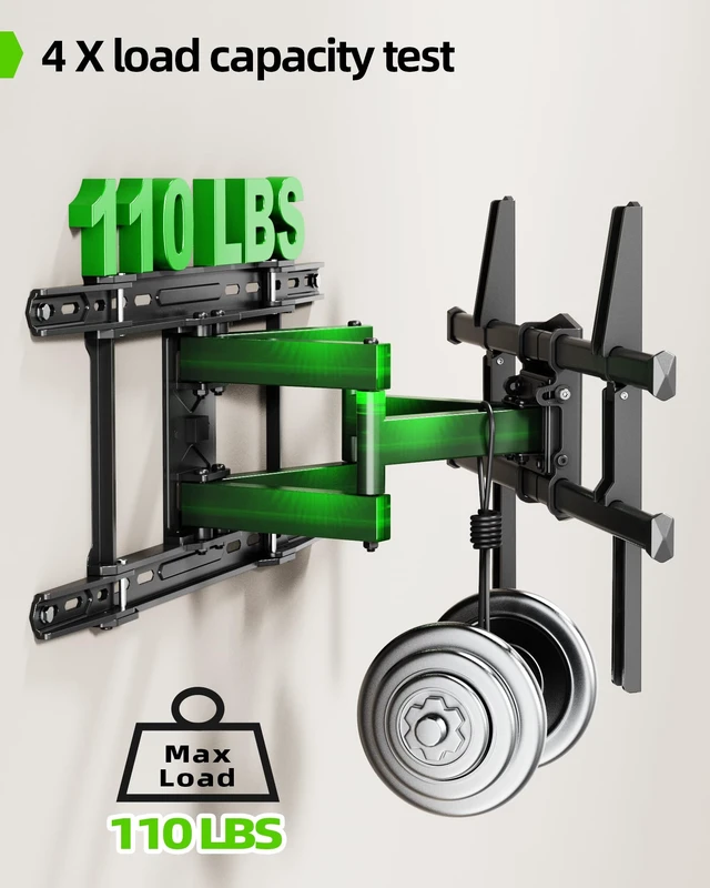 Alt view image 4 of 7 - UL Listed TV Wall Mount for 42"-84" TVs up to 110lbs and 8"-24" Wood Studs, TV Mount with Tilt, Swivel & Extension, Wall Mounts Bracket with Dual Articulating Arms, Max VESA 600x400mm