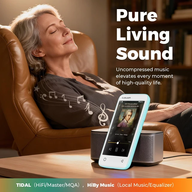 Alt view image 4 of 7 - 96GB MP3 Player with Bluetooth 5.0 and WiFi, Music Player with Spotify, Audible, Pandora, Libby, Spotify Kids, 4" Touchscreen Android MP4 Player with HiFi Sound (Mint Green)