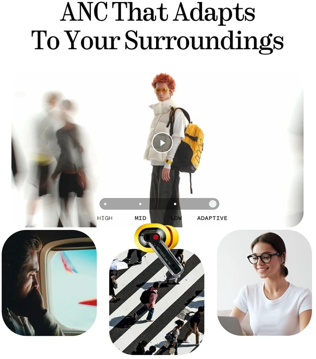 Alt view image 4 of 7 - Ear (a) Wireless Earbuds, 45dB Hybrid Noise Cancelling Earbuds, Hi-Res Audio, Advanced Equaliser, Dual Connect, 6 Mics, 42.5H Playtime Ear Buds Wireless Bluetooth, Yellow