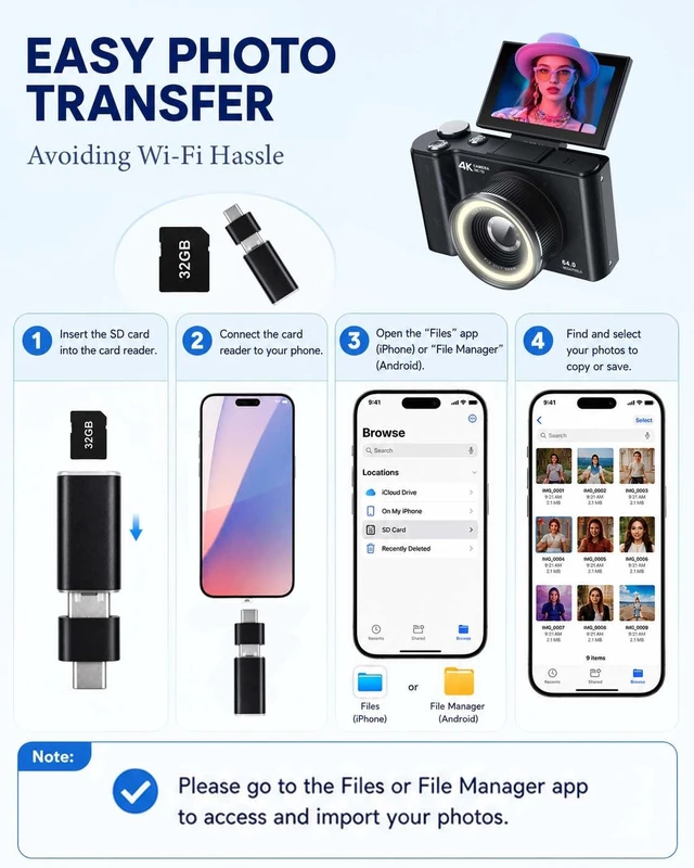 Alt view image 4 of 7 - 4K Digital Camera for Photography,180°Flip Screen Kids Digital Camera 64MP Vlogging Camera for YouTube with SD Card,16X Zoom Autofocus,Point and Shoot digital cameras for Teens Beginner,Black