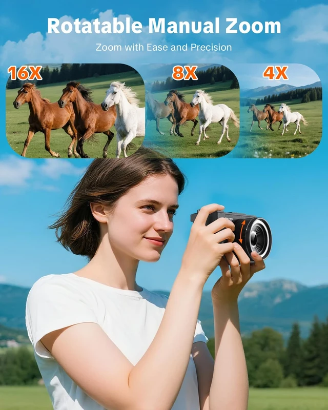 Alt view image 6 of 7 - 4K Digital Camera for Photography,180°Flip Screen Kids Digital Camera 64MP Vlogging Camera for YouTube with SD Card,16X Zoom Autofocus,Point and Shoot digital cameras for Teens Beginner,Black
