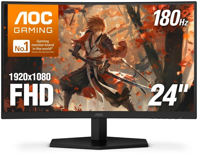 Main image of 24 Inch Curved Gaming Monitor FHD 1080P 180Hz VA 0.5ms HDR, C24G42E 1920x1080 Computer Monitor, 0.5ms, Adaptive-Sync, LED, DP 1.4, HDMI 2.0, VESA Mount, Console Ready, 3-Year Zero-Bright-Dot