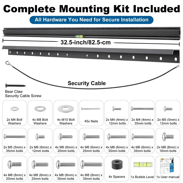 Alt view image 5 of 7 - Studless TV Wall Mount, Alloy Steel, Hold 180 Lbs,32 to 100Inch TVs No Drill, No Stud Drywall Install, All Hardware Included,Level, Max VESA800x600mm,Renter Friendly, Low Profile Bracket Hanger
