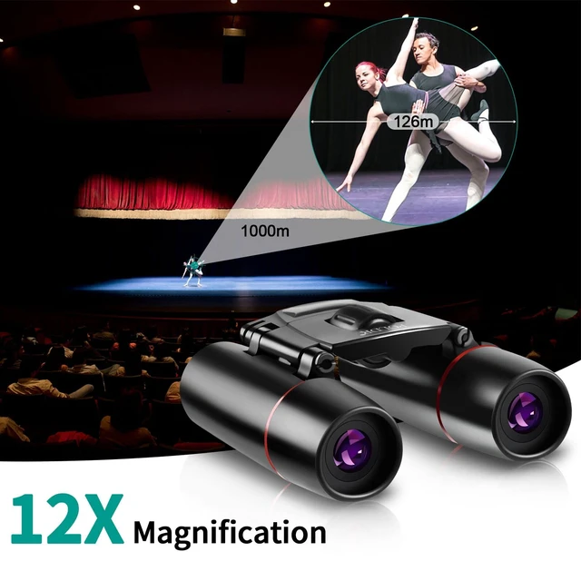 Alt view image 2 of 7 - 12X25 Small Binoculars with Clear Vision, Pocket Compact Lightweight, Portable, Design for Adults Theater Concert Opera Travel Bird Watching Hiking Cruise