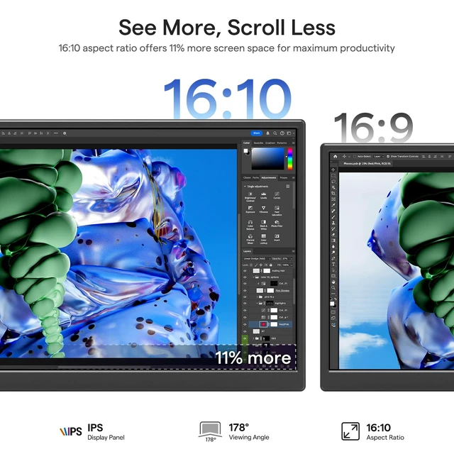 Alt view image 2 of 7 - Portable Monitor 14 Inch 1200P 60Hz IPS HDR Ultra-Slim Travel Monitor with Dual Speakers USB-C HDMI Second Screen for Laptop PC Mac Phone Xbox PS4/5 Switch, VESA Kickstand, Zero Frame Gaming