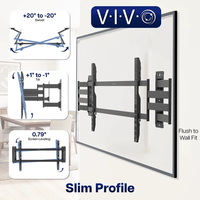 Alt view image 5 of 7 - Black Corner TV Wall Mount for 75-120 in Flat Screens, MOUNT-CR120C Sturdy Steel Dual Arm Design, Full Motion TV Mount for LCD LED Plasma Flat Screens, VESA up to 1000x600, Holds 275 lbs