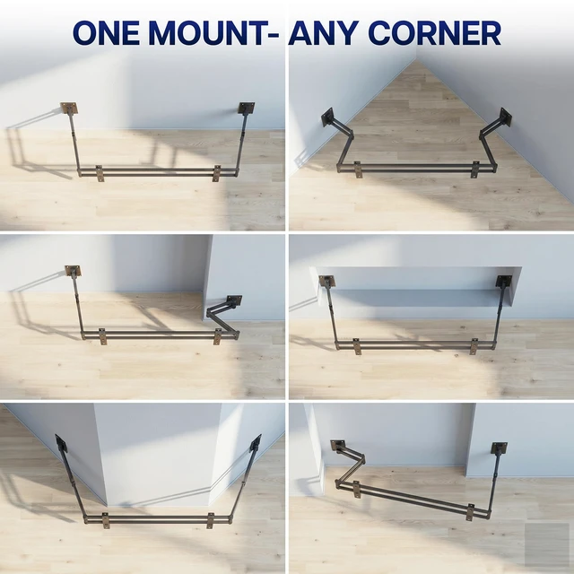 Alt view image 6 of 7 - Black Corner TV Wall Mount for 75-120 in Flat Screens, MOUNT-CR120C Sturdy Steel Dual Arm Design, Full Motion TV Mount for LCD LED Plasma Flat Screens, VESA up to 1000x600, Holds 275 lbs