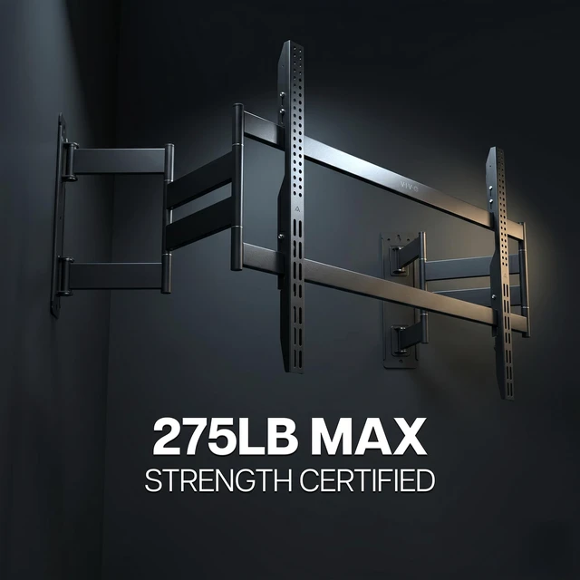 Alt view image 3 of 7 - Black Corner TV Wall Mount for 75-120 in Flat Screens, MOUNT-CR120C Sturdy Steel Dual Arm Design, Full Motion TV Mount for LCD LED Plasma Flat Screens, VESA up to 1000x600, Holds 275 lbs