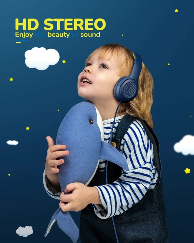 Alt view image 2 of 7 - AT2 2PCS Kids Headphones for School Travel, 85/94dB Safe Volume 3.5mm Jack, HD Mic, Portable Wired Headphone with Shareport, Stereo Sound On-Ear Headphones for Toddler Kids Girls Boys