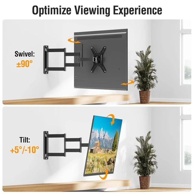 Alt view image 5 of 7 - 21.7in Long Arm TV Mount for 14-42" TVs Monitors, Max VESA 200x200 Full Motion Swivel & Tilt tv wall mount, Max 44 Lbs Load, sturdy tv mount bracket for corner & homeoffice installation