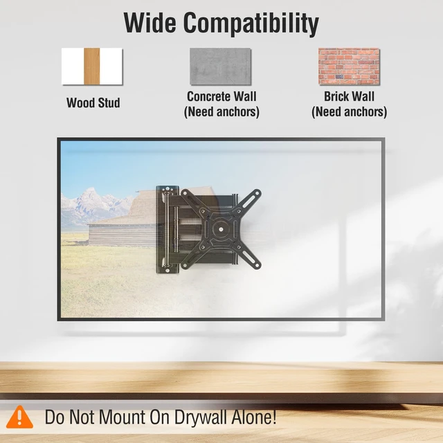 Alt view image 6 of 7 - 21.7in Long Arm TV Mount for 14-42" TVs Monitors, Max VESA 200x200 Full Motion Swivel & Tilt tv wall mount, Max 44 Lbs Load, sturdy tv mount bracket for corner & homeoffice installation