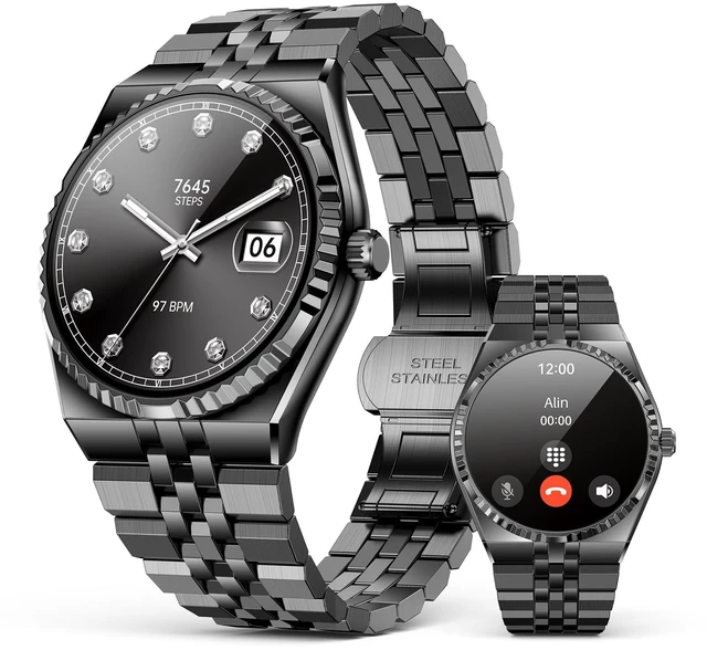 Main image of Luxury Smart Watch for Men, Bluetooth Calls, Activity Tracker, Android iOS AMOLED, 24/7 Heart Rate/Blood Oxygen/Blood Pressure/Sleep Monitor, 160+ Sports Modes, Pedometer, IP68 Waterproof, 40mm