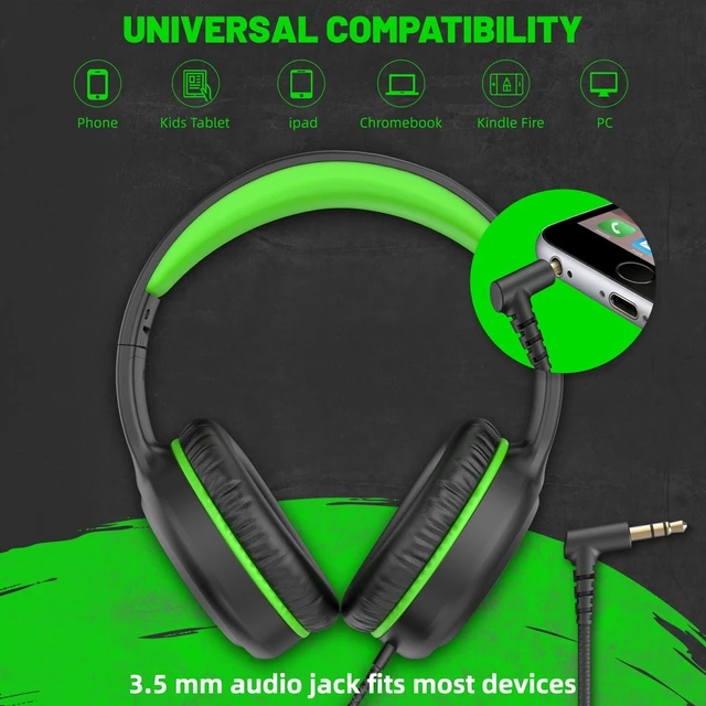 Alt view image 3 of 7 - U2 2Pcs Wired Headphones for Kids for School Boys Girls w/ 3.5mm Foldable Lightweight Corded Head Phones On-Ear Compatible with Chromebooks Laptop Phones for Youth Student Child Purple&Green