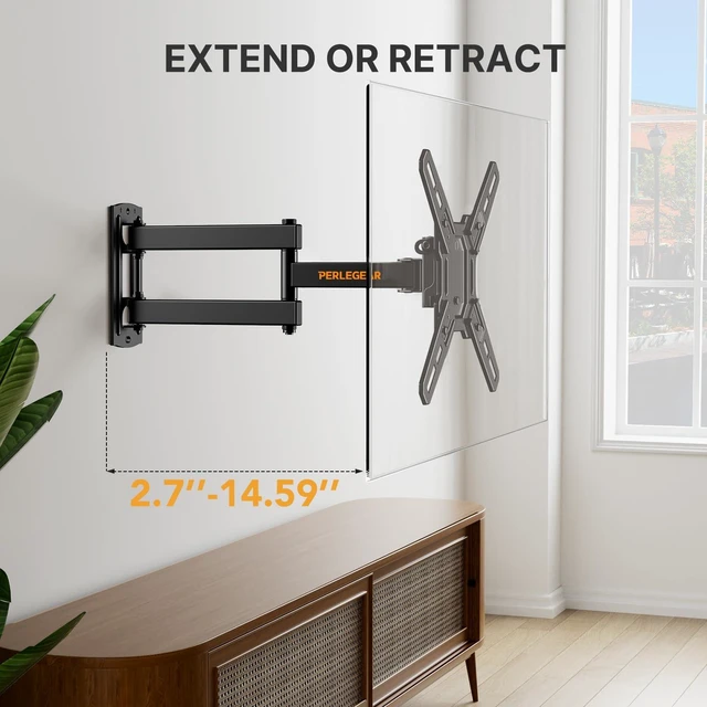 Alt view image 5 of 7 - Full Motion TV Wall Mount for 1343 inch TVs up to 44 lbs Max VESA 200x200mm, corner tv wall mount for TV & Monitors, articulating arms, Extension, swivel, tilt and rotation