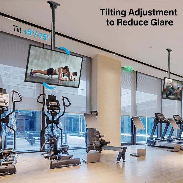 Alt view image 3 of 7 - Ceiling TV Mount for 40-75 Inch Flat Curved TVs, 360° Rotation Heavy Duty Articulating Pole with 99 lbs Capacity, Max VESA 600x400mm, Adjustable Height Ceiling Mount for Restaurant/Office