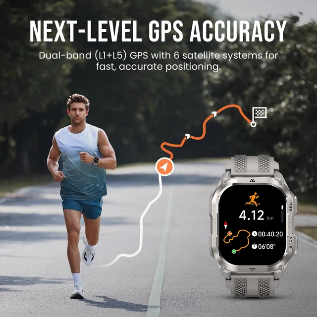 Alt view image 2 of 7 - Pulse 2 Smart Watch with GPS, 5 ATM/IP69 Waterproof, LED Flashlight 1.96" AMOLED Military-Grade Rugged Smartwatch, 170+ Sport Modes, 15-Day Battery, Heart Rate/Sleep Monitor for Android/iPhone