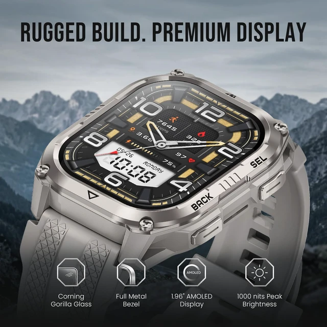 Alt view image 3 of 7 - Pulse 2 Smart Watch with GPS, 5 ATM/IP69 Waterproof, LED Flashlight 1.96" AMOLED Military-Grade Rugged Smartwatch, 170+ Sport Modes, 15-Day Battery, Heart Rate/Sleep Monitor for Android/iPhone