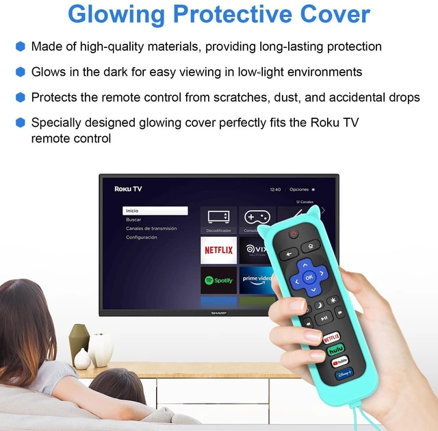 Alt view image 3 of 7 - 2 Pack Remote for Roku TV & Cover for Roku TV Only (Green & Blue) Compatible with TCL Roku/Onn Roku/Hisense Roku/Philips Roku TV Remote