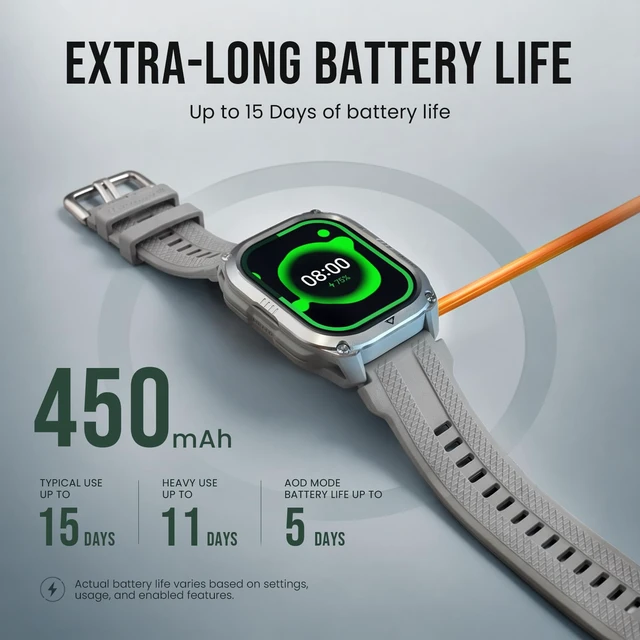 Alt view image 6 of 7 - Pulse 2 Smart Watch with GPS, 5 ATM/IP69 Waterproof, LED Flashlight 1.96" AMOLED Military-Grade Rugged Smartwatch, 170+ Sport Modes, 15-Day Battery, Heart Rate/Sleep Monitor for Android/iPhone