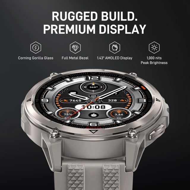 Alt view image 2 of 7 - ORB 2 Rugged Smart Watch, 5 ATM & IP69 Waterproof, Dual-Band GPS 16-Day Battery, 1.43" AMOLED Military-Grade Smartwatch, 170+ Sport Modes, LED Flashlight, Health Monitor for Android & iPhone