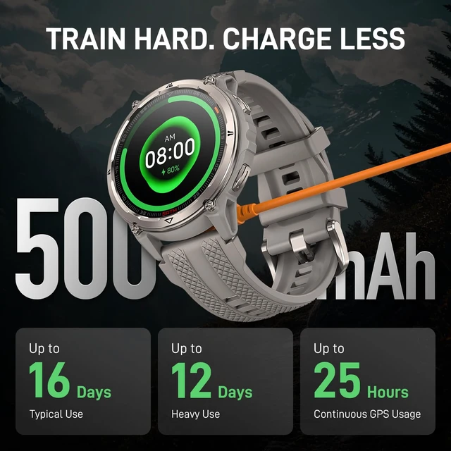 Alt view image 4 of 7 - ORB 2 Rugged Smart Watch, 5 ATM & IP69 Waterproof, Dual-Band GPS 16-Day Battery, 1.43" AMOLED Military-Grade Smartwatch, 170+ Sport Modes, LED Flashlight, Health Monitor for Android & iPhone