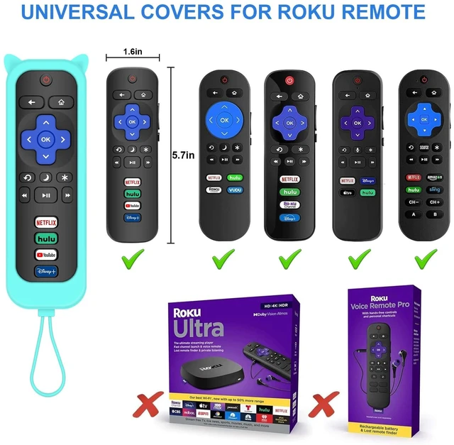 Alt view image 7 of 7 - 2 Pack Remote for Roku TV & Cover for Roku TV Only (Green & Blue) Compatible with TCL Roku/Onn Roku/Hisense Roku/Philips Roku TV Remote