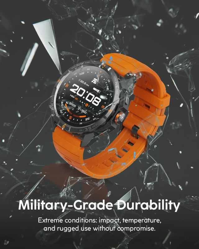 Alt view image 3 of 7 - Terra Rugged Smartwatch with Dual-Band GPS Orange 1.48 AMOLED, Offline Maps, VITA AI, AI Coach, Readiness Score, 5ATM, 14-Day Battery