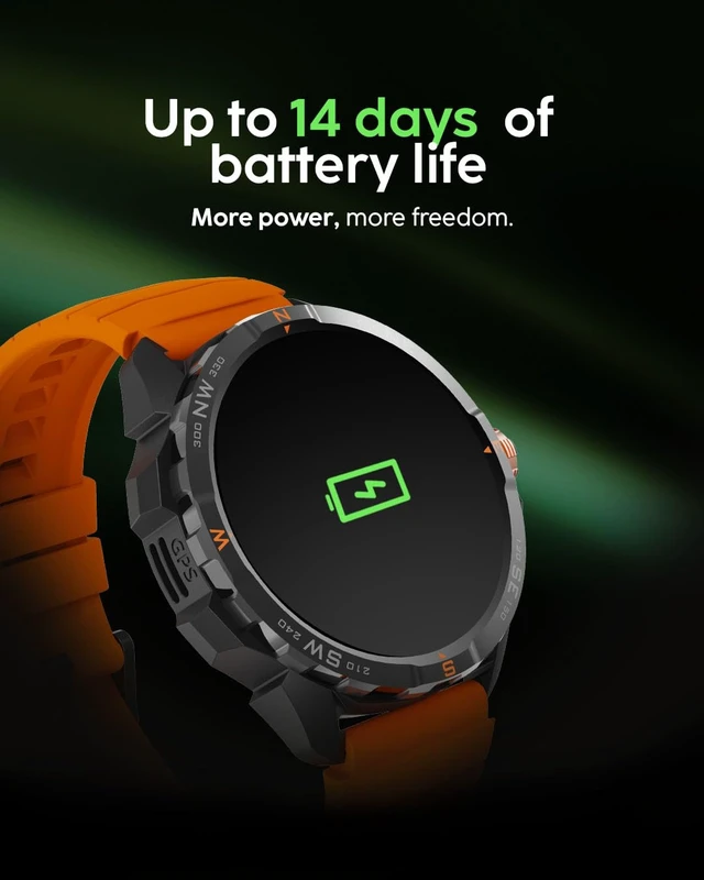 Alt view image 7 of 7 - Terra Rugged Smartwatch with Dual-Band GPS Orange 1.48 AMOLED, Offline Maps, VITA AI, AI Coach, Readiness Score, 5ATM, 14-Day Battery
