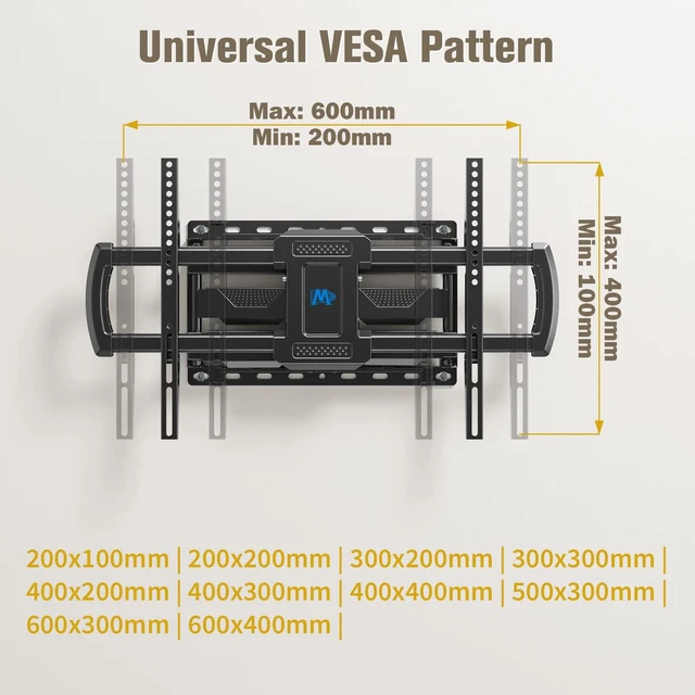 Alt view image 7 of 7 - TV Wall Mount UL Listed for 42-90 Inch Flat Screen TV Full Motion Mount Bracket Swivel Articulating Arms, Max VESA 600x400mm and 100 LBS, Fits 16 Stud, US-Based Customer Service