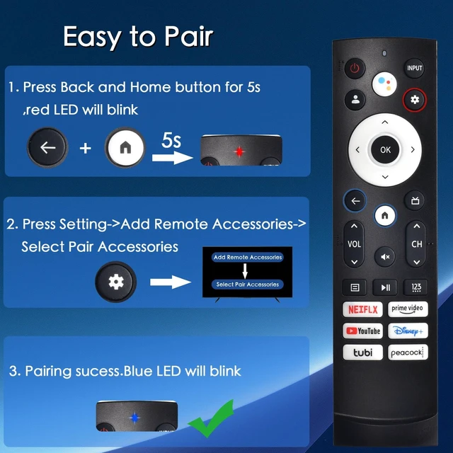 Alt view image 7 of 7 - Replacement for Hisens Smart Google TV Voice Remote Control Replacement for Hisense Google Smart TV Voice Remote Replacement 4K QLED UHD Mini-LED Quantum ULED Series Remotes Control