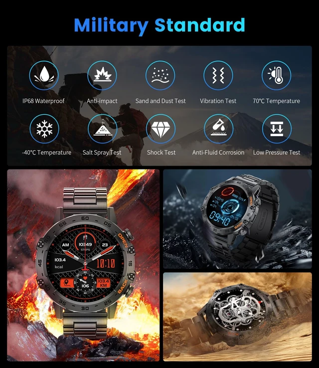 Alt view image 5 of 7 - Smart Watches for Men(Answer/Calls),1.39 inch Touchscreen/5ATM Waterproof/120+ Sports Modes Fitness Watch with Heart Rate for Android/iOS Steel Black