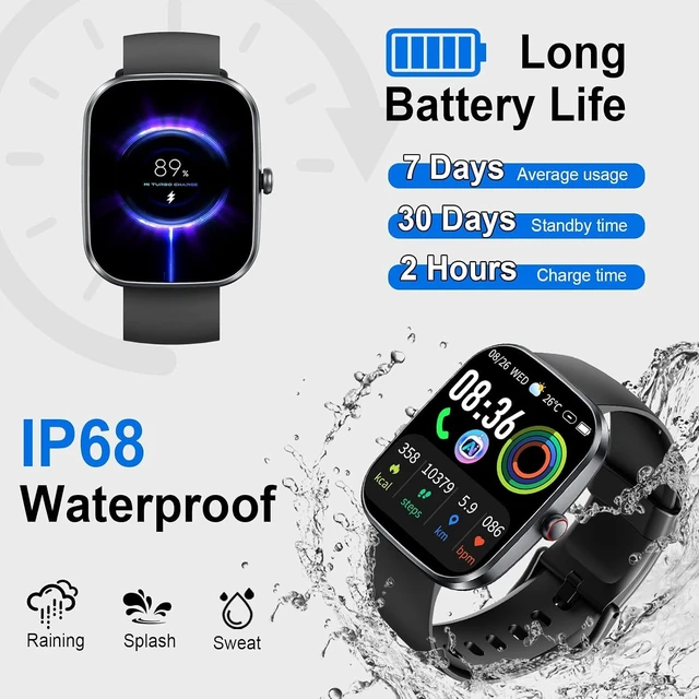 Alt view image 7 of 7 - AI Smart Watch with ChatGPT, 1.91" HD Display Smartwatch with Bluetooth Calling for Men Women, 110+ Sports Modes, Heart Rate/Blood Oxygen Monitoring/Sleep Tracking, IP68 Fitness Watch for Android iOS
