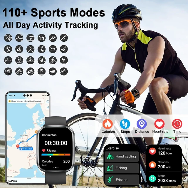 Alt view image 4 of 7 - AI Smart Watch with ChatGPT, 1.91" HD Display Smartwatch with Bluetooth Calling for Men Women, 110+ Sports Modes, Heart Rate/Blood Oxygen Monitoring/Sleep Tracking, IP68 Fitness Watch for Android iOS