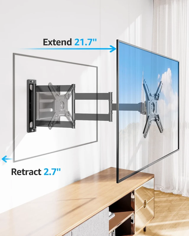 Alt view image 2 of 7 - Full Motion TV Wall Mount for Most 13-42 inch TVs, 21.7'' Long Extension Articulating Arm with Swivel Tilt Rotation, Corner TV Mount Wall Bracket for Monitor, Max VESA 200x200mm, Holds 44 lbs