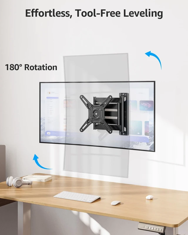 Alt view image 3 of 7 - Full Motion TV Wall Mount for Most 13-42 inch TVs, 21.7'' Long Extension Articulating Arm with Swivel Tilt Rotation, Corner TV Mount Wall Bracket for Monitor, Max VESA 200x200mm, Holds 44 lbs