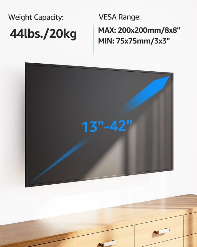 Alt view image 4 of 7 - Full Motion TV Wall Mount for Most 13-42 inch TVs, 21.7'' Long Extension Articulating Arm with Swivel Tilt Rotation, Corner TV Mount Wall Bracket for Monitor, Max VESA 200x200mm, Holds 44 lbs