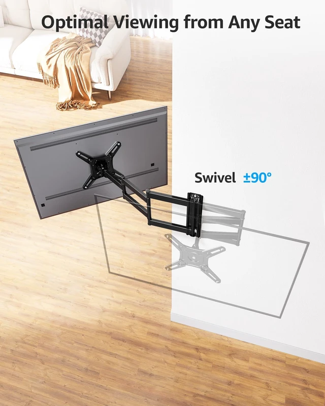 Alt view image 5 of 7 - Full Motion TV Wall Mount for Most 13-42 inch TVs, 21.7'' Long Extension Articulating Arm with Swivel Tilt Rotation, Corner TV Mount Wall Bracket for Monitor, Max VESA 200x200mm, Holds 44 lbs