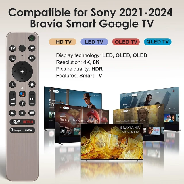 Alt view image 2 of 7 - for Sony Bravia TV Remote Control, Universal for Sony Smart TV Replacement Voice Control, for Sony Bravia XBR XR KD KDL 4K UHD OLED HDR TVs, 6 Streaming Shortcuts, Easy Pairing
