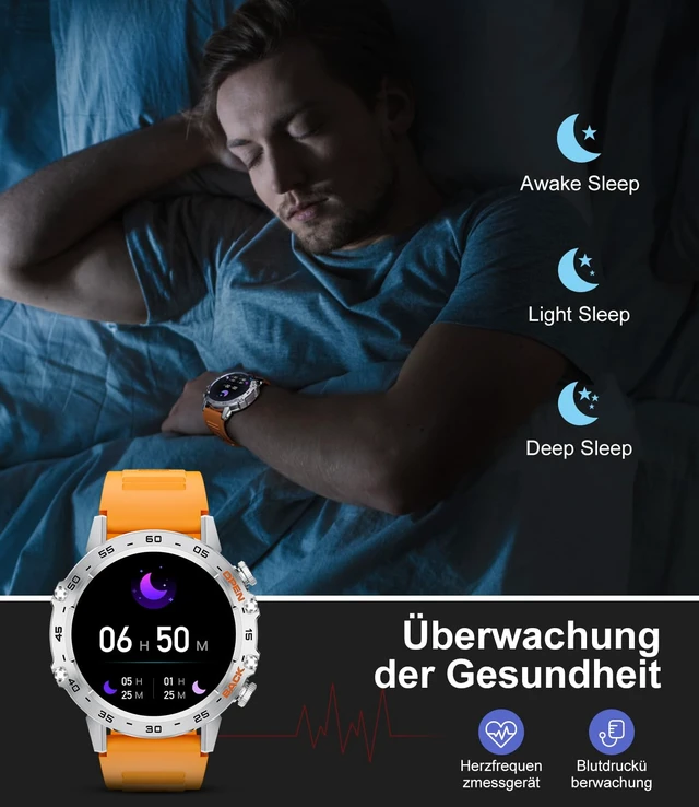 Alt view image 4 of 7 - Smart Watches for Men(Answer/Calls),1.39 inch Touchscreen/5ATM Waterproof/120+ Sports Modes Fitness Watch with Heart Rate for Android/iOS Orange