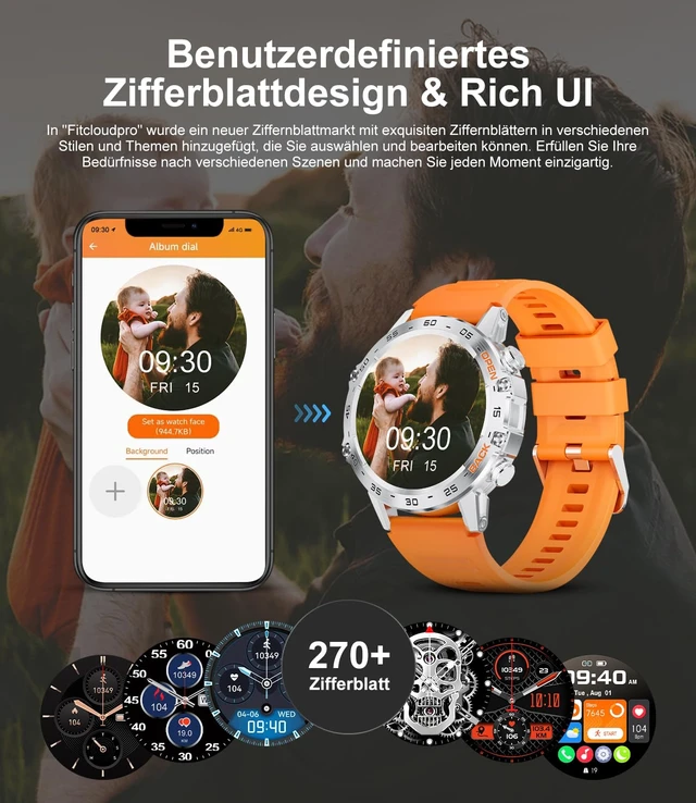 Alt view image 5 of 7 - Smart Watches for Men(Answer/Calls),1.39 inch Touchscreen/5ATM Waterproof/120+ Sports Modes Fitness Watch with Heart Rate for Android/iOS Orange