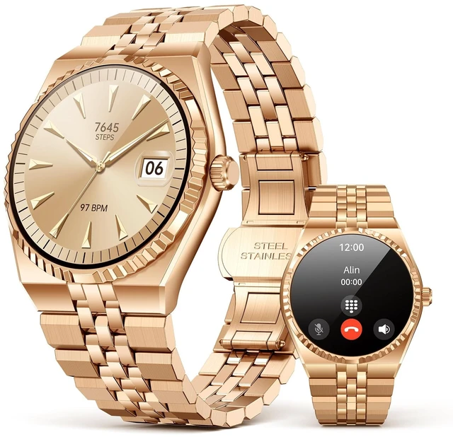 Main image of Smart Watch for Men, Answer/Make Call, Activity Tracker, Steel Strap, 40mm 1.32" AMOLED, Voice Assistant, 24/7 HR/SpO2/Blood Pressure/Sleep Monitor, 160+ Sports, Waterproof, Compatible Android iPhone