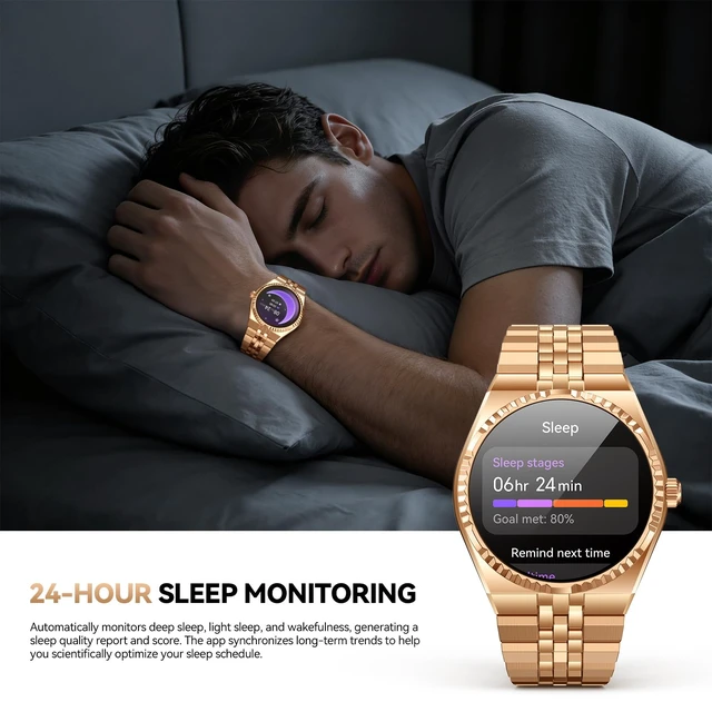 Alt view image 7 of 7 - Smart Watch for Men, Answer/Make Call, Activity Tracker, Steel Strap, 40mm 1.32" AMOLED, Voice Assistant, 24/7 HR/SpO2/Blood Pressure/Sleep Monitor, 160+ Sports, Waterproof, Compatible Android iPhone